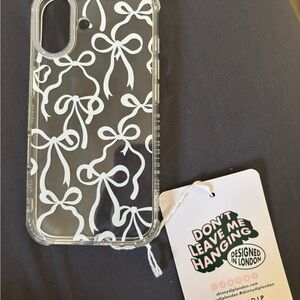 Clear Bow Pattern iPhone 16 Case